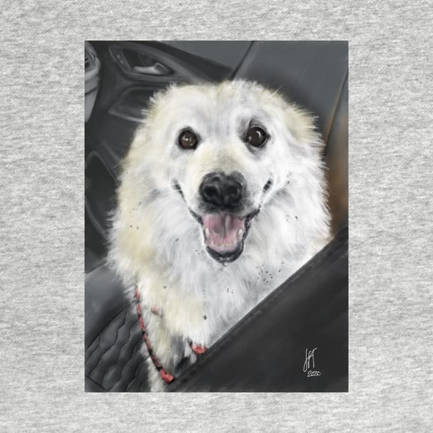 Happy Eskie Riding in a Car by LITDigitalArt